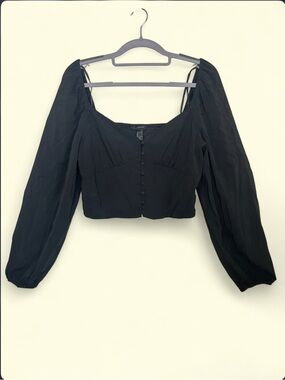 Forever 21 Dark Coquette Babydoll Whimsigoth Milkmaid long sleeve crop top